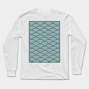 Seigaiha Waves Japanese Pattern Forest Green Long Sleeve T-Shirt